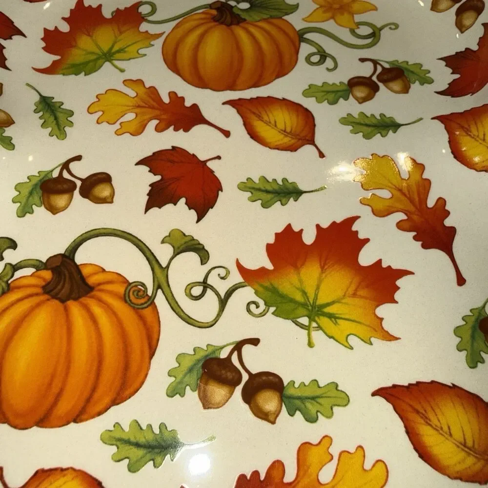 Temptations Fall Tray Platter Pumpkins Acorns Leaves PPP - LD - 206916